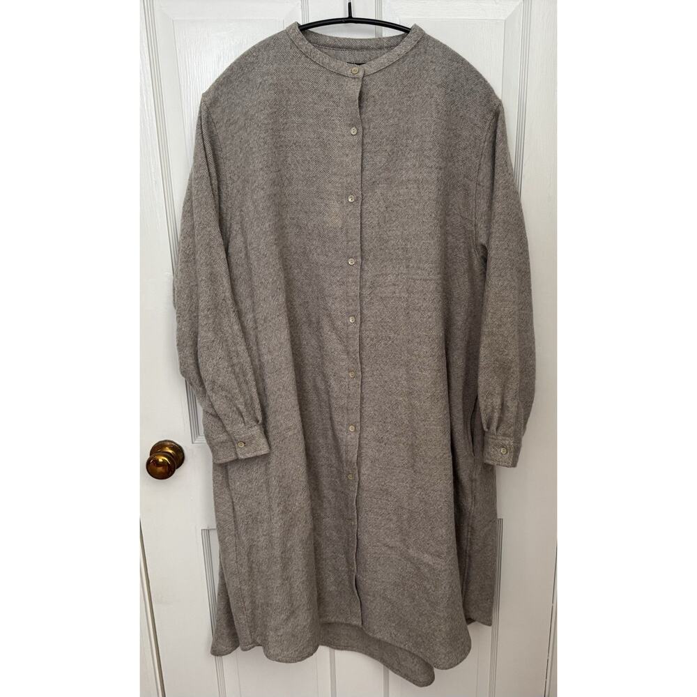 SOLD NWT Ichi (Antiquites) Wool Long Shirt In Beige - OS